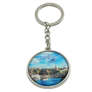Antalya Themed Metal Double Face Round Keychain 40x95 mm - 9