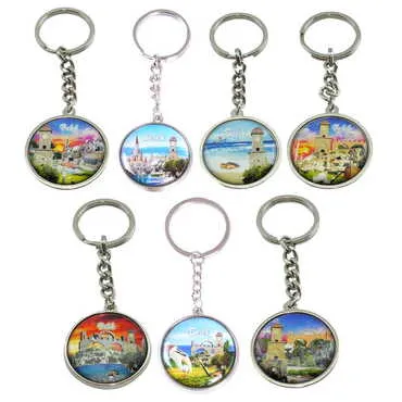 Belek Themed Metal Double Face Round Keychain 40x95 mm - 2