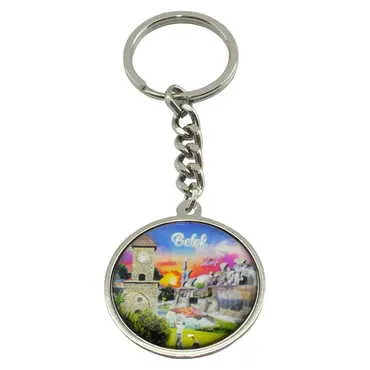 Belek Themed Metal Double Face Round Keychain 40x95 mm - 3