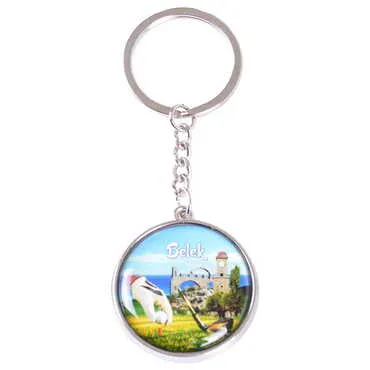 Belek Themed Metal Double Face Round Keychain 40x95 mm - 6