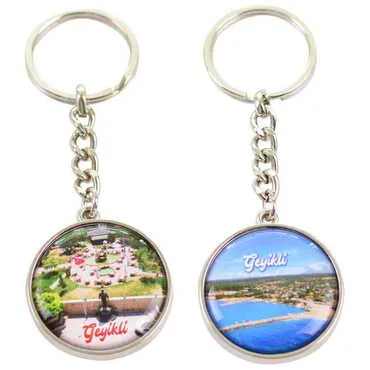 Geyikli Themed Metal Double Face Round Keychain 40x95 mm - 2