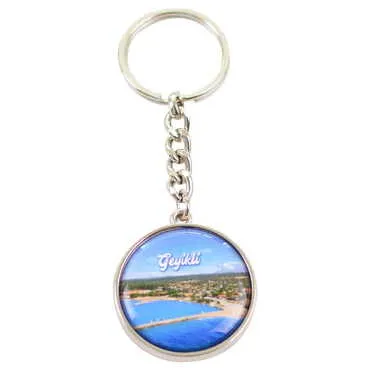 Geyikli Themed Metal Double Face Round Keychain 40x95 mm - 4