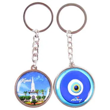 Kemer Themed Metal Double Face Round Keychain 40x95 mm - 21