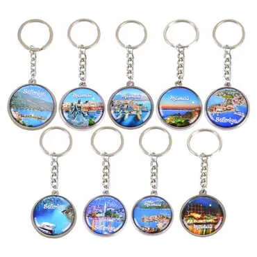 Marmaris Themed Metal Double Face Round Keychain 40x95 mm - 3