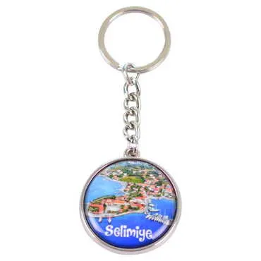 Marmaris Themed Metal Double Face Round Keychain 40x95 mm - 8