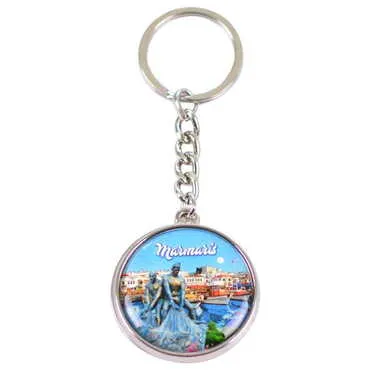 Marmaris Themed Metal Double Face Round Keychain 40x95 mm - 12