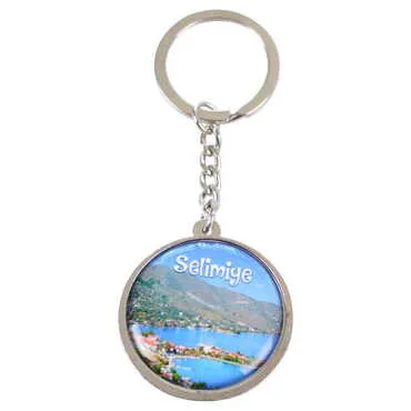 Marmaris Themed Metal Double Face Round Keychain 40x95 mm - 13