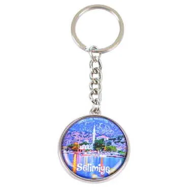 Marmaris Themed Metal Double Face Round Keychain 40x95 mm - 14