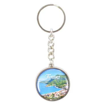 Turunc Themed Metal Double Face Round Keychain 40x95 mm - 3