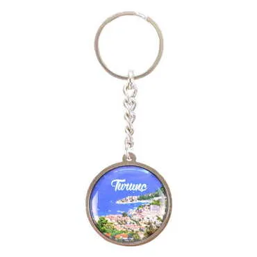 Turunc Themed Metal Double Face Round Keychain 40x95 mm - 4