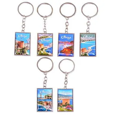 Alanya Themed Metal Rectangle Double Face Keychain 30x100 mm - 2
