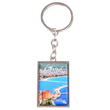 Alanya Themed Metal Rectangle Double Face Keychain 30x100 mm - 4