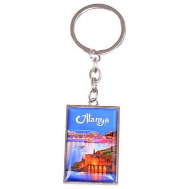Alanya Themed Metal Rectangle Double Face Keychain 30x100 mm - 5