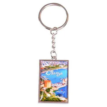 Alanya Themed Metal Rectangle Double Face Keychain 30x100 mm - 6