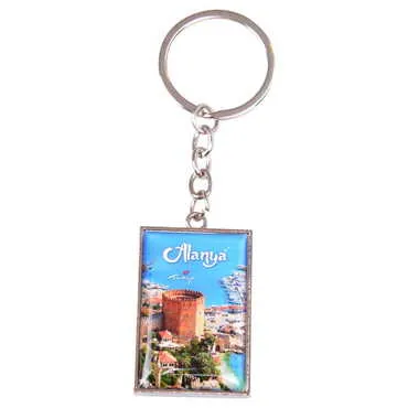 Alanya Themed Metal Rectangle Double Face Keychain 30x100 mm - 7