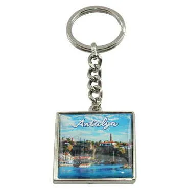 Toptan Antalya Temalı Myros Metal Kare Anahtarlık 36x95 mm - 4