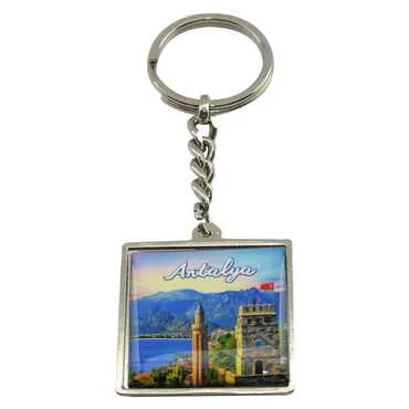 Toptan Antalya Temalı Myros Metal Kare Anahtarlık 36x95 mm - 10
