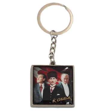 Toptan Atatürk Temalı Myros Metal Kare Anahtarlık 36x95 mm - 3
