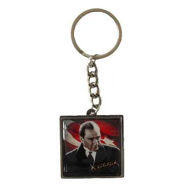 Toptan Atatürk Temalı Myros Metal Kare Anahtarlık 36x95 mm - 4
