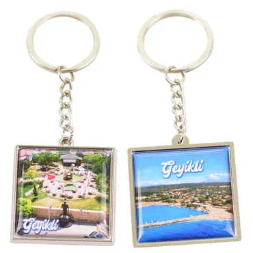 Geyikli Themed Metal Square Shaped Double Face Keychain 36x95 mm - 2