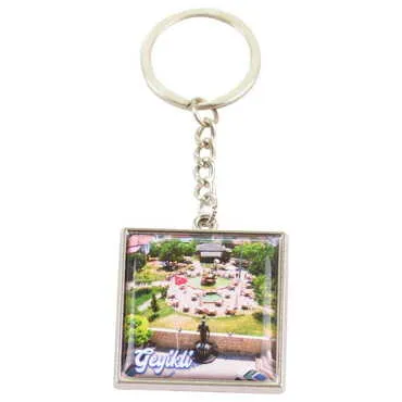 Geyikli Themed Metal Square Shaped Double Face Keychain 36x95 mm - 3