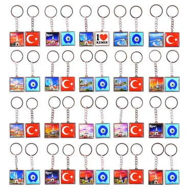 Kemer Themed Metal Square Shaped Double Face Keychain 36x95 mm - 2