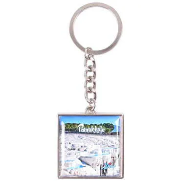 Toptan Pamukkale Temalı Myros Metal Kare Anahtarlık 36x95 mm - 6