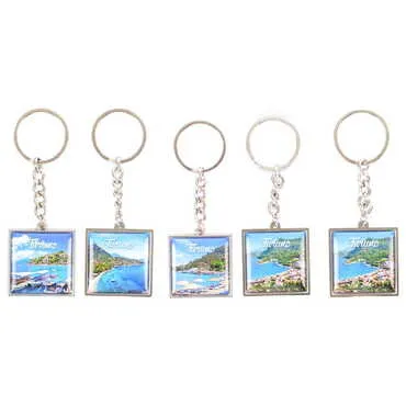 Turunc Themed Metal Square Shaped Double Face Keychain 36x95 mm - 2