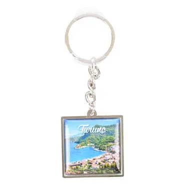 Turunc Themed Metal Square Shaped Double Face Keychain 36x95 mm - 5