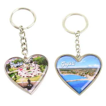 Geyikli Themed Metal Heart ShapedDouble Face Keychain 45x90 mm - 2