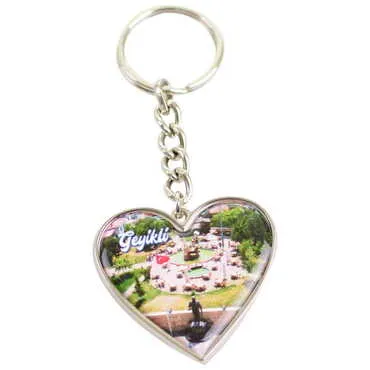 Geyikli Themed Metal Heart ShapedDouble Face Keychain 45x90 mm - 3