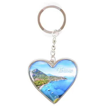 Turunc Themed Metal Heart ShapedDouble Face Keychain 45x90 mm - 3