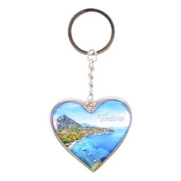 Turunc Themed Metal Heart ShapedDouble Face Keychain 45x90 mm - 4