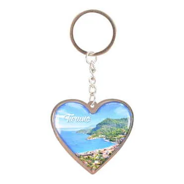 Turunc Themed Metal Heart ShapedDouble Face Keychain 45x90 mm - 6