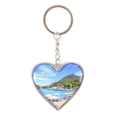 Turunc Themed Metal Heart ShapedDouble Face Keychain 45x90 mm - 7