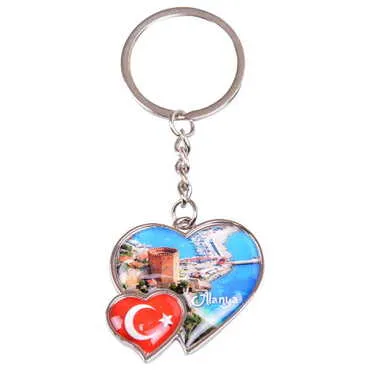 Toptan Alanya Temalı Myros Çi̇ft Kalpli̇ Anahtarlik 40*94 Mm - 4