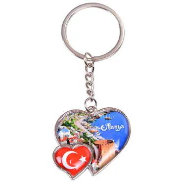 Toptan Alanya Temalı Myros Çi̇ft Kalpli̇ Anahtarlik 40*94 Mm - 6