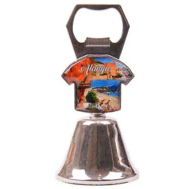 Alanya Themed Collectible Souvenir Double Face Metal Bell With Opener 44x94 mm - 6