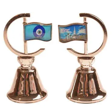 Kemer Themed Collectible Souvenir Double Face Metal Spinner Flag Bell 44x96 mm - 11