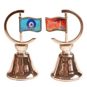 Kemer Themed Collectible Souvenir Double Face Metal Spinner Flag Bell 44x96 mm - 14