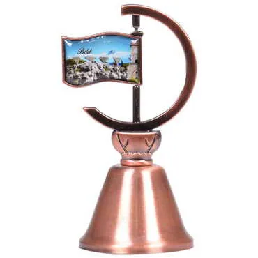 Belek Themed Collectible Souvenir Double Face Metal Spinner Flag Bell - Bronze Color - 3