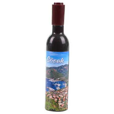 Gocek Themed Bottle Shaped Metal Wine Bottle Corkscrew Opener-Magnetic 115x25x25 mm - 5