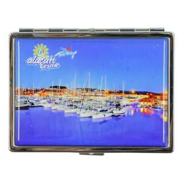 Toptan Alaçatı Bölgesi Temalı Myros Metal Büyük Sigara Tabakası 103x80x11 mm - 6
