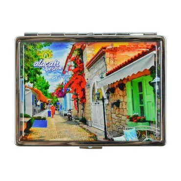 Toptan Alaçatı Bölgesi Temalı Myros Metal Büyük Sigara Tabakası 103x80x11 mm - 7