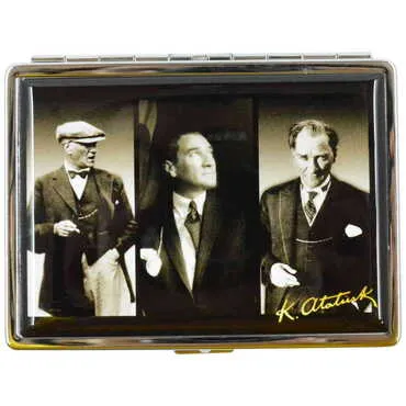 Ataturk Themed Metal Cigarette Case 103x80x11 mm - 7
