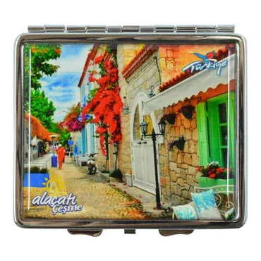 Toptan Alaçatı Bölgesi Temalı Myros Metal Küçük Sigara Tabakası 87x76x11 mm - 6