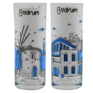 Toptan Bodrum Temalı Myros Baskili Raki Bardaği - 6