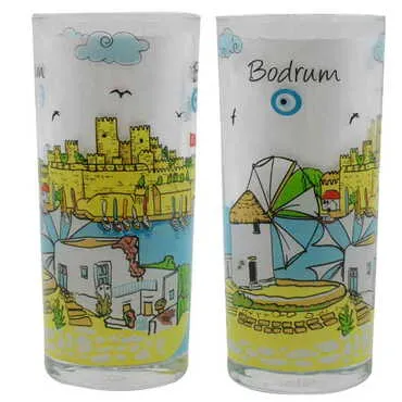 Toptan Bodrum Temalı Myros Baskili Raki Bardaği - 7