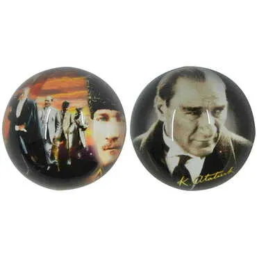 Toptan Atatürk Temalı Cam Yarım Küre Kağıt Ağırlığı 5 cm - 3