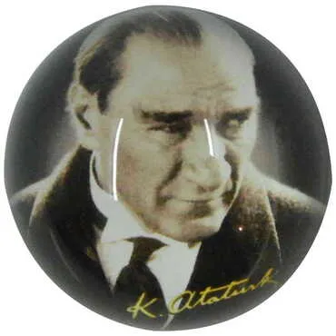 Toptan Atatürk Temalı Cam Yarım Küre Kağıt Ağırlığı 5 cm - 5